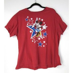 Disney Minnie Mouse Stars Red Shirt XXL Preowned 100% Organic Cotton 25-301